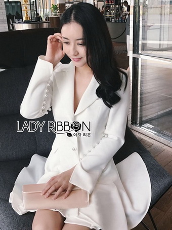 Smart Elegant Lady Ribbon Ruffle Suit