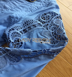 Gucci Blue Denim Shirt Lady Ribbon Dress เชิ้ตเดรส