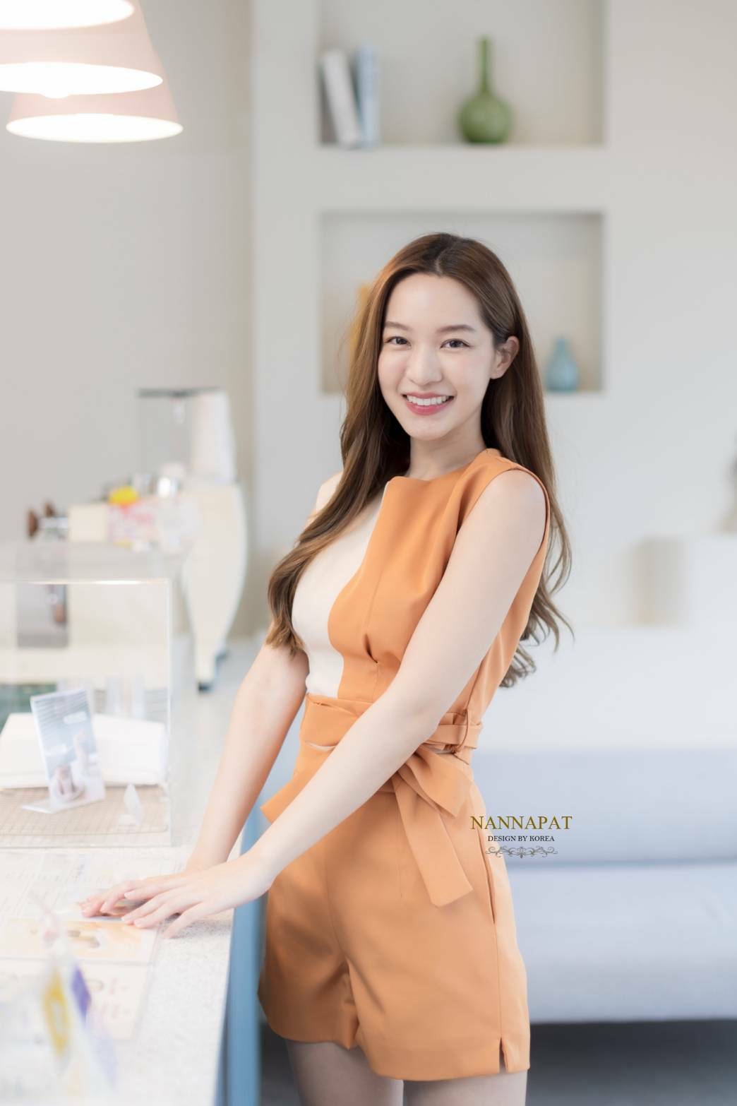 เสื้อทูโทน ซิปหลัง ผูกโบว์