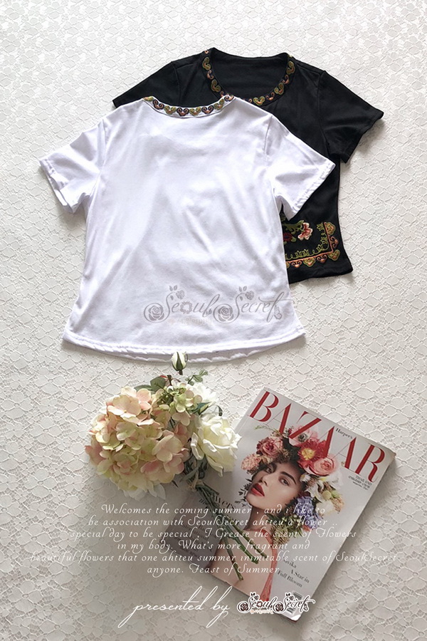 เสื้อยืดปักลายสไตล์โบฮีเมี่ยน