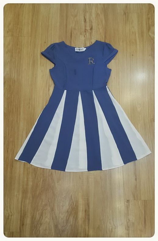 ชุดเดรสเกาหลีผ้าพื้นสีชมพู,สีเหลืองสีฟ้า