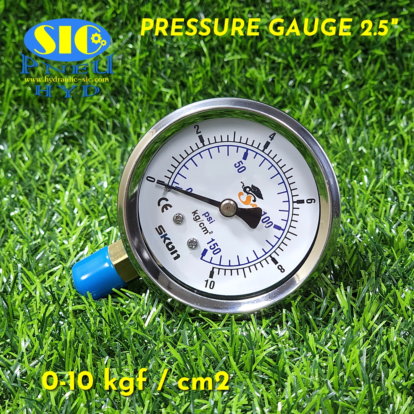 321-21-222** Pressure Gauge kgf-cm2/Psi เกจวัดแรงดัน หน้าปัด 2-1/2" เกลียวออกข้าง (SKON)
