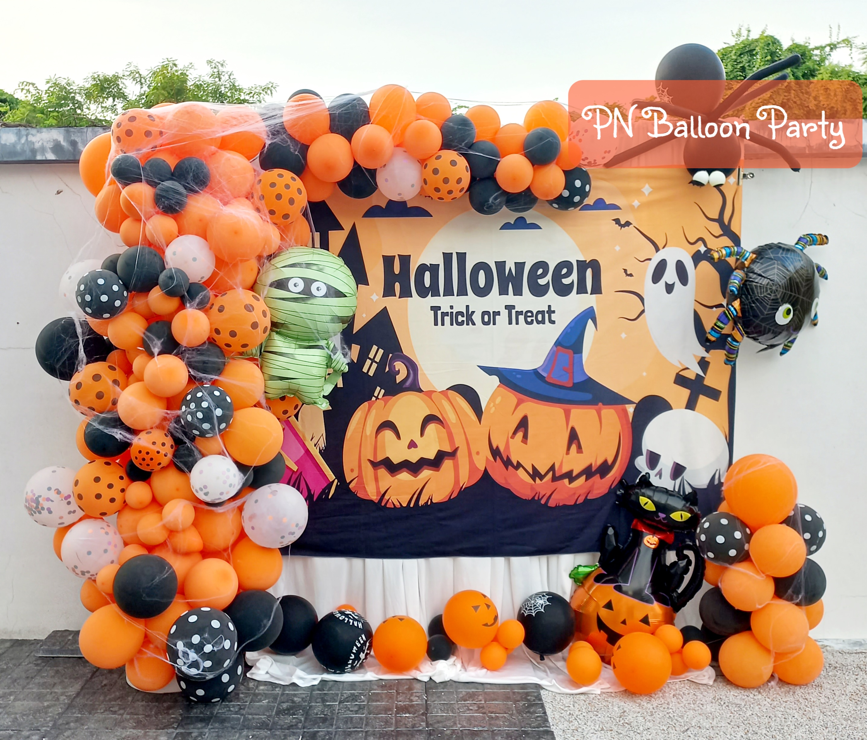 ฉากลูกโป่งฮาโลวีน แบลคดรอป Balloon for Halloween Day