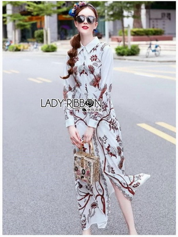 🎀 Lady Ribbon's Made 🎀 Lady Babara Wild Printed White Shirt Dress