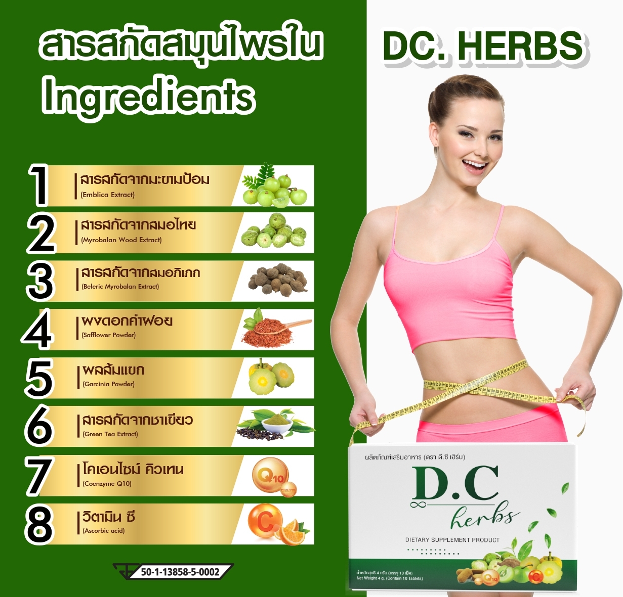DC Herbs ดีชี เฮิร์บ ดีท็อกซ์ 10 เม็ด