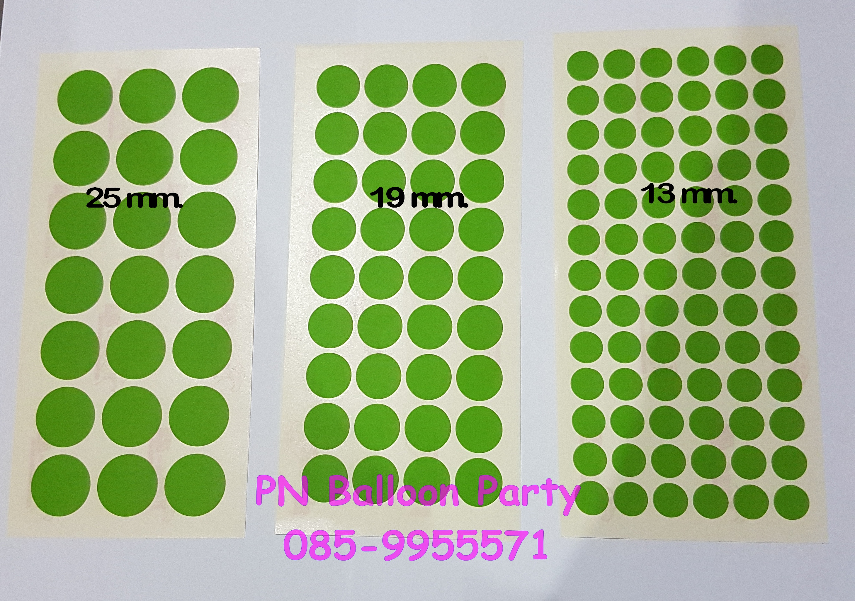 สติ๊กเกอร์ติดลูกโป่งสีเขียว สติ๊กเกอร์กระดาษ กาวรีมูฟ ลอกออกได้ ไม่ทำลายพื้นผิว Color Coding Labels