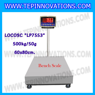 เครื่องชั่งดิจิตอล500kg ขนาดแท่น 60x80cm. พิกัดน้ำหนัก 500kg ค่าละเอียด 50g ยี่ห้อ LOCOSC รุ่น LP7553