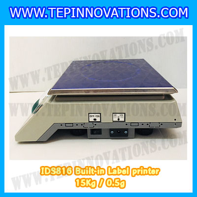 เครื่องชั่งน้ำหนักดิจิตอล พิกัดน้ำหนัก 15kg ยี่ห้อ SDS รุ่น IDS816 ค่าละเอียด 0.5g Built-in Label printer