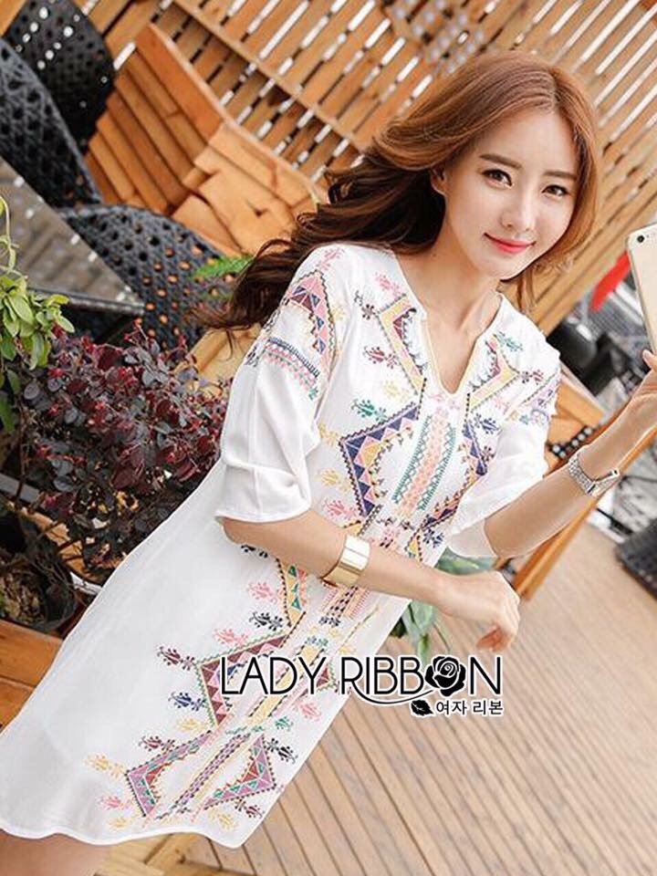 🎀Lady Ribbon's Made 🎀 Lady Chloe Casual Bohemian Cross-Stitch Pattern Embroidered Cotton