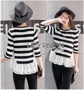 Lady Ribbon Natalie knit Cotton and Laser-Cut