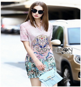 Chinese Style Printed Shirt Dress Lady เชิ้ตเดรส