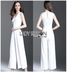 Lady Ribbon Penelope Minimal Elegant Plain Jumpsuit ขายส่งจั้มสูท