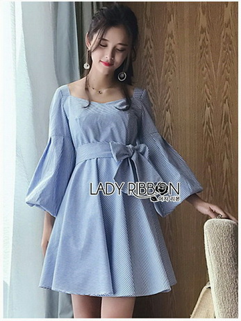 Baby Blue Mini Dress with Ribbon