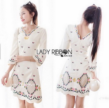 Anna British Mini Mini Flower White Crepe Mini Dress