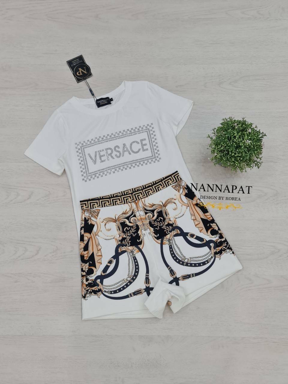 เสื้อยืดผ้าหนานุ่มกางเกงลายกราฟฟิก