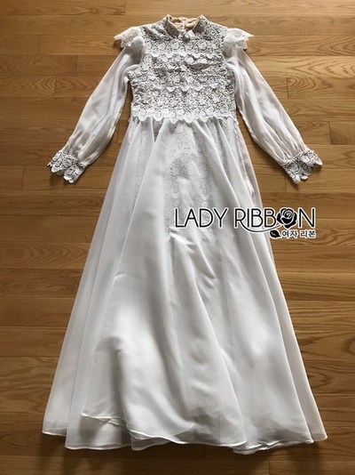 Long Dress เดรสยาวผ้าชีฟองผสมลูกไม้