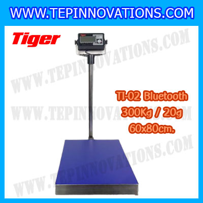 เครื่องชั่งน้ำหนักดิจิตอลBluetooth พิกัด 300kg ความละเอียด 20g ขนาดแท่นชั่ง 60*80cm. ยี่ห้อ TIGER รุ่น TI-02