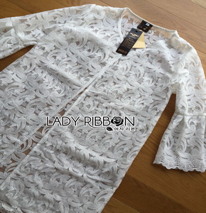 Lady Ribbon Sabrina White Lace Outerwear ขายเสื้อคลุม