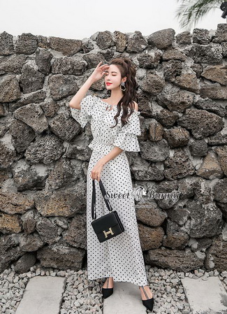 เซ็ทเสื้อกางเกงงานเกาหลีผ้าชีฟองเนื้อดี