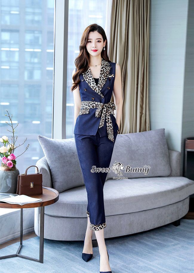 เสิ้อสูทแขนกุด กระดุมหน้าสวมใส่ง่าย
