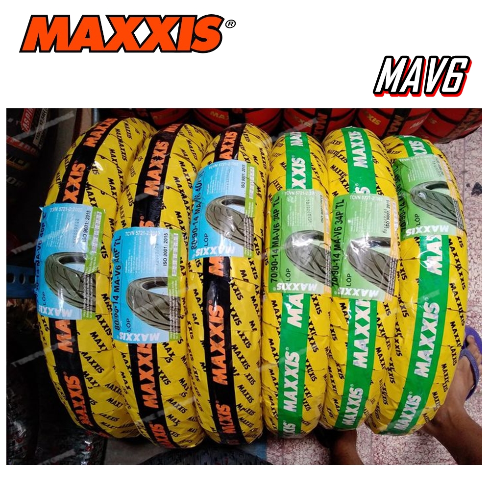 ยางมอเตอร์ไซค์ ขนาด 70/90-14 80/90-14 90/90-14 รุ่น MAV6 ชนิด TL ยี่ห้อ MAXXIS