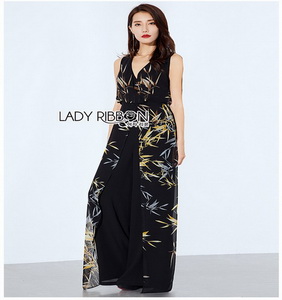 Smart Casual Abstract Printed Jumpsuit Lady Ribbon จัมป์สูท