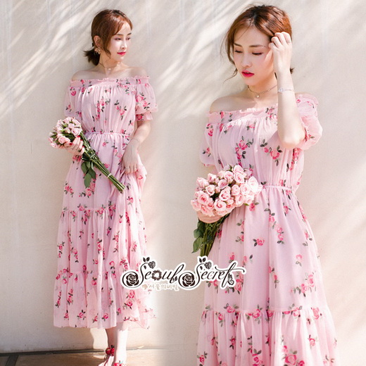 แม็กซี่เดรสทรงเปิดไหล่สวยหวาน