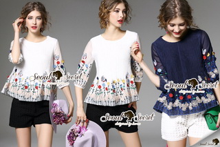 Lady Ribbon Online ขายส่งเสื้อผ้าแฟชั่นเกาหลี เสื้อผ้า Seoul Secret SS10080816 Seoul Secret Say's... Chic Pastel Blue Suite Set