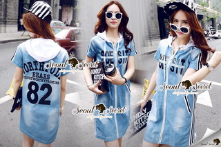 SS11010916 Seoul Secret Say's... Sporty Hoody Stripe Line Set Material : เดรสยีนส์เก๋ๆ ชิคๆ
