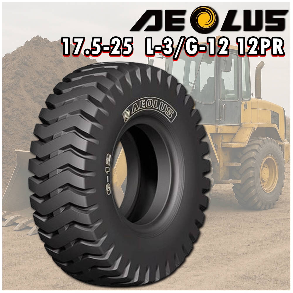ยางรถอุตสาหกรรม รถตัก รถเหมือง ขนาด 17.5-25 รุ่น L-3/G-12 12PR (ครบชุด) ชนิด TTF ยี่ห้อ AEOLUS