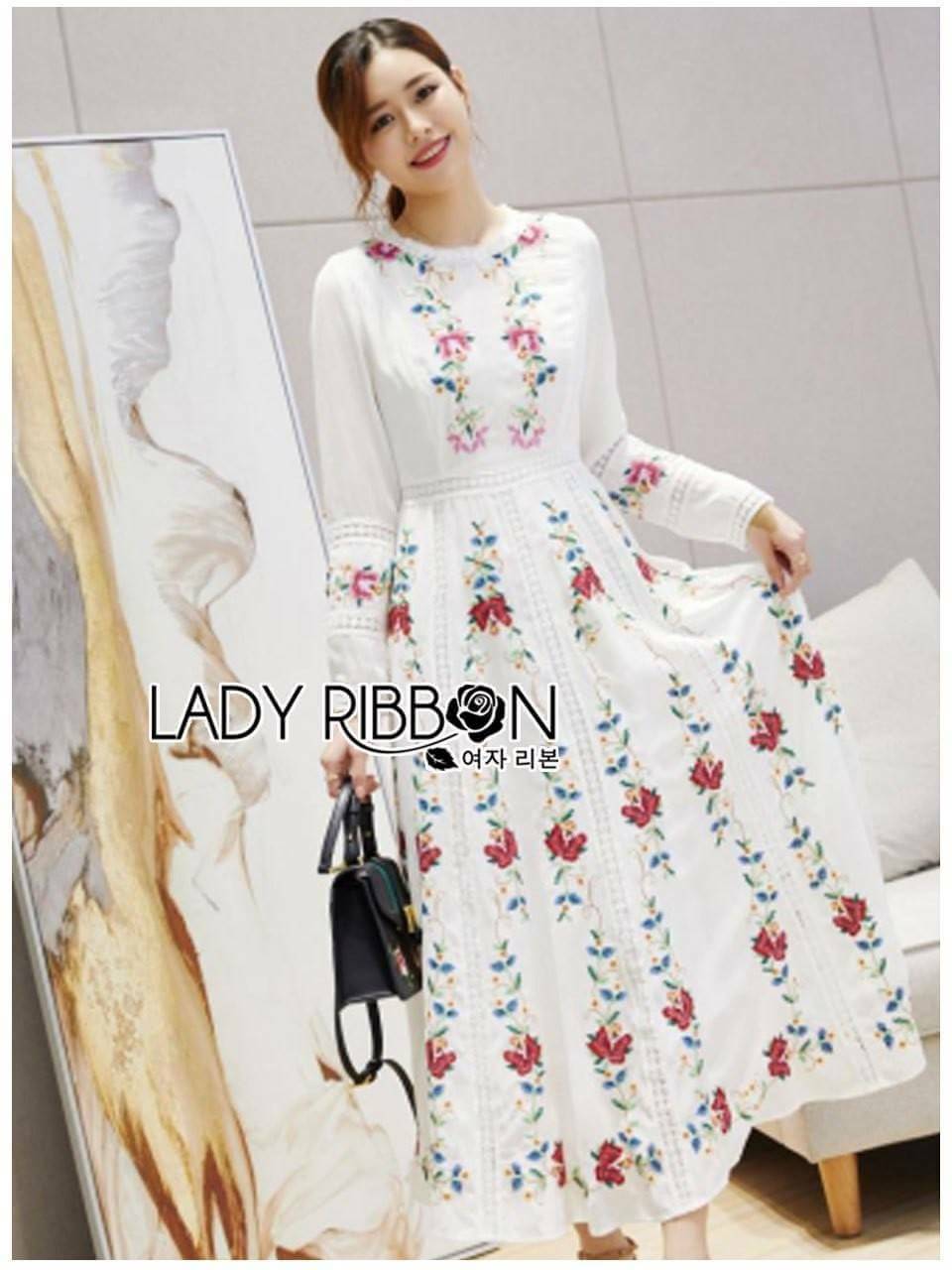 Maxi Dress แม็กซี่เดรสผ้าคอตตอนปักครอสชีส