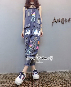 ชุดเอี๊ยมปักเลื่อมเกาหลีผ้ายีนส์