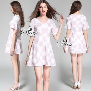SV03060716 🎉Sevy Geometric Pastel Pink Short Sleeve Mini Dress Type: Mini Dress Fabric: Spandex+Polyester