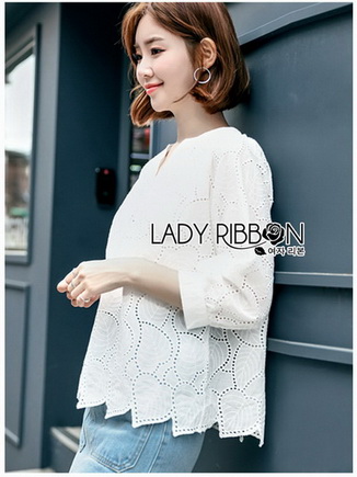 Cotton Blouse Lady Ribbon เสื้อคอตตอน