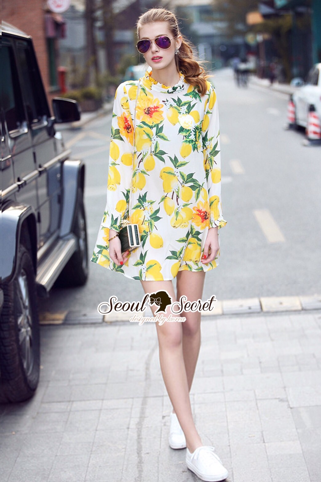 Lady Ribbon Online เสื้อผ้าออนไลน์ ขายส่ง SS05200616 Seoul Secret Say's... Lemonnade Handmake Sequin Dress