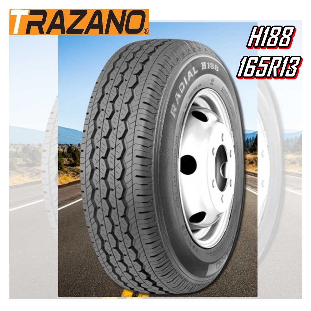 ยางรถยนต์ ขนาด 165R13 รุ่น H188 8PR ยี่ห้อ Trazano (แถมจุ๊บลม)