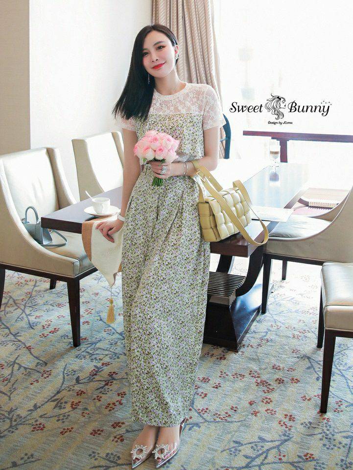 ชุดเซ็ตเสื้อลูกไม้คอกลมแขนสั้น