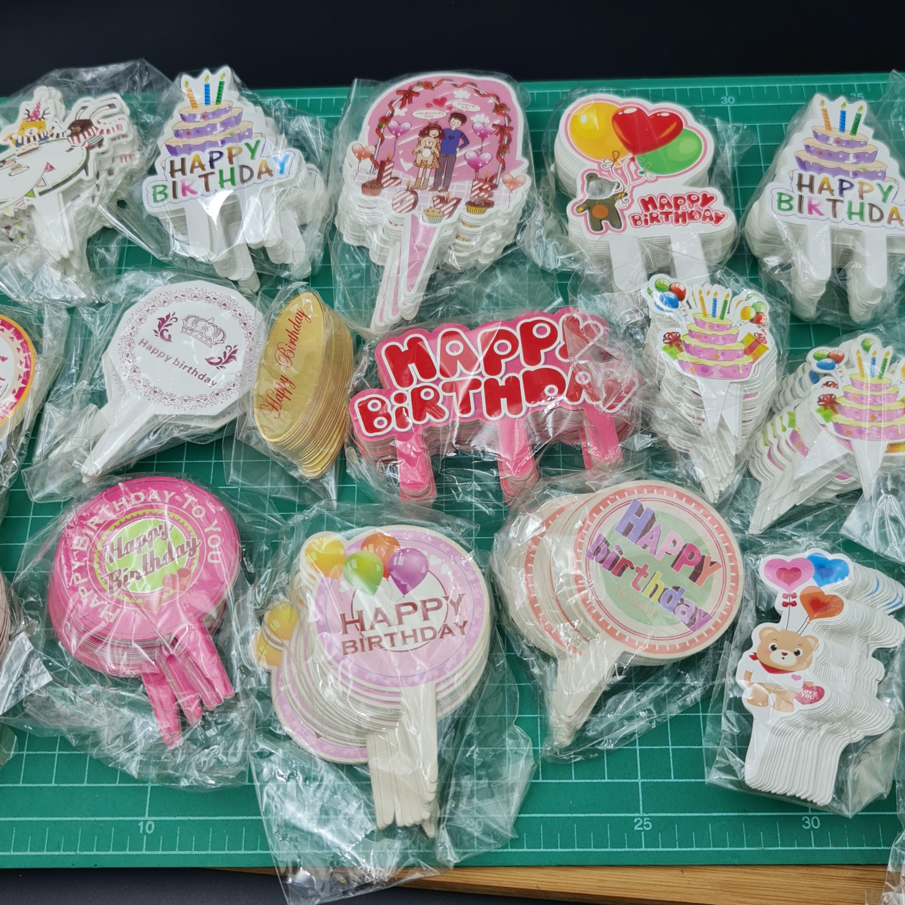 ✅🇹🇭 ป้ายปักเค้ก กระดาษ ประดับเค้ก ป้ายวันเกิด Happy Birthday ป้ายเค้ก j12 เจริญ12