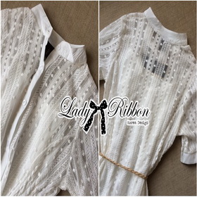 Lady Ribbon Organza Lace Dress เดรสผ้าออร์แกนซ่า