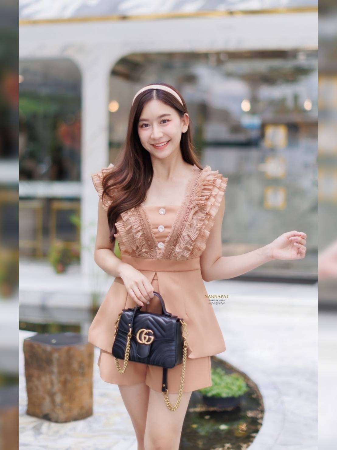 เสื้อซิปหลัง มีฟองน้ำอกสีอิฐ