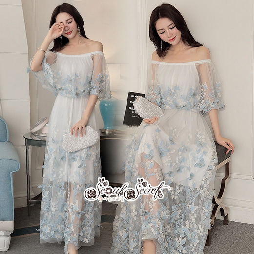 แม็กซี่เดรสทรงเปิดไหล่สวยหวาน