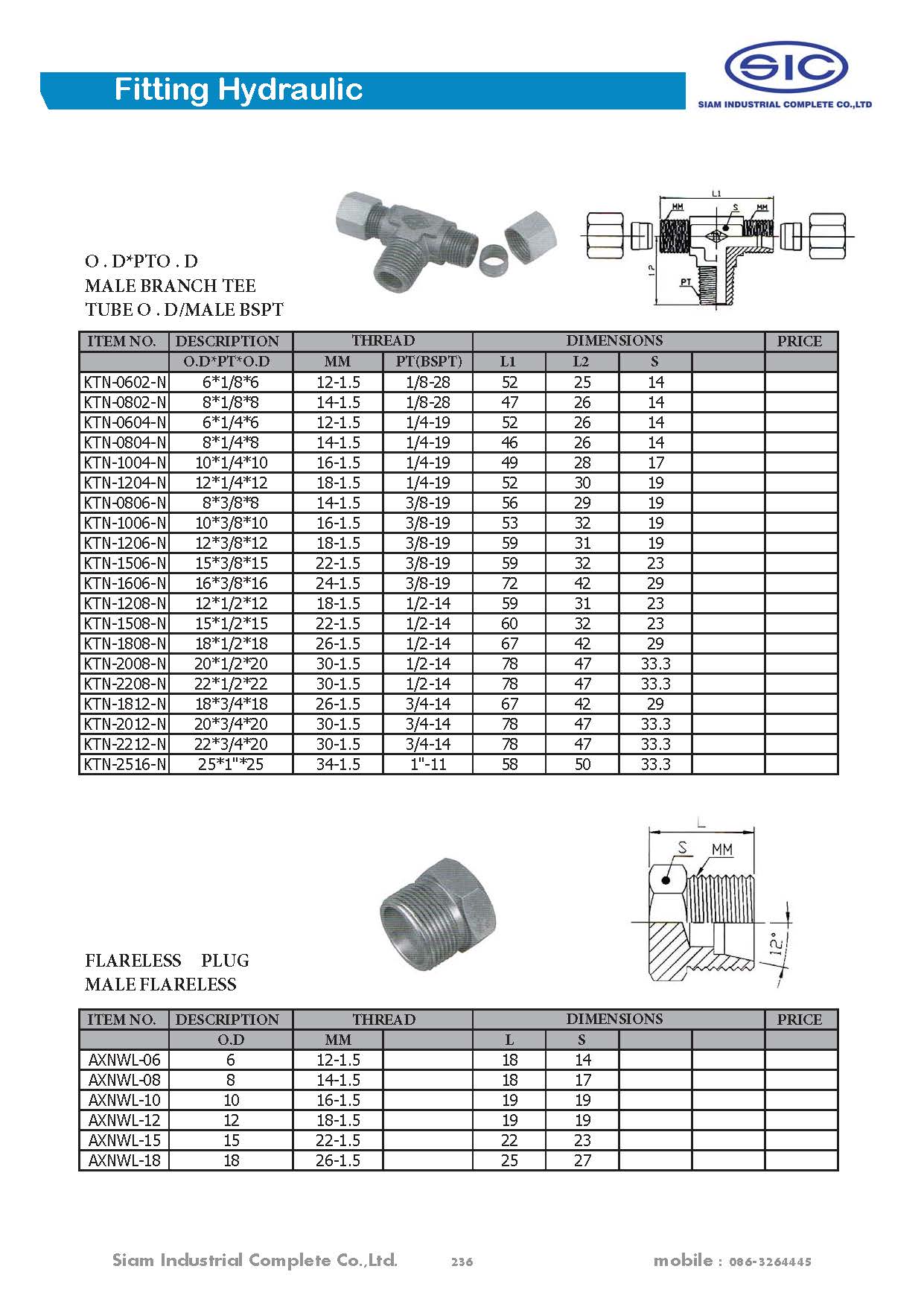 ข้อต่อไฮดรอลิค Fitting Hydraulic 3000 PSI