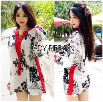 Lady Ribbon Online ขายส่งเสื้อผ้าออนไลน์ เลดี้ริบบอน LR09280716 🎀 Lady Ribbon's Made 🎀 Lady Rosie Sunday Casual Embroidered Cotton Blouse with Tassels