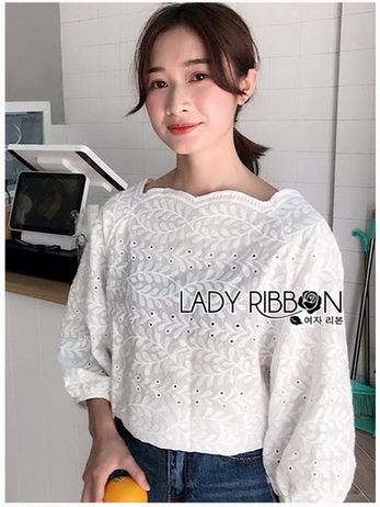 Cotton Blouse Lady Ribbon ขายผ้าคอตตอน