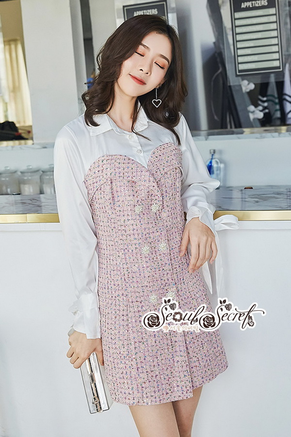 ดรสทรงคอปกเชิ๊ทสีขาว