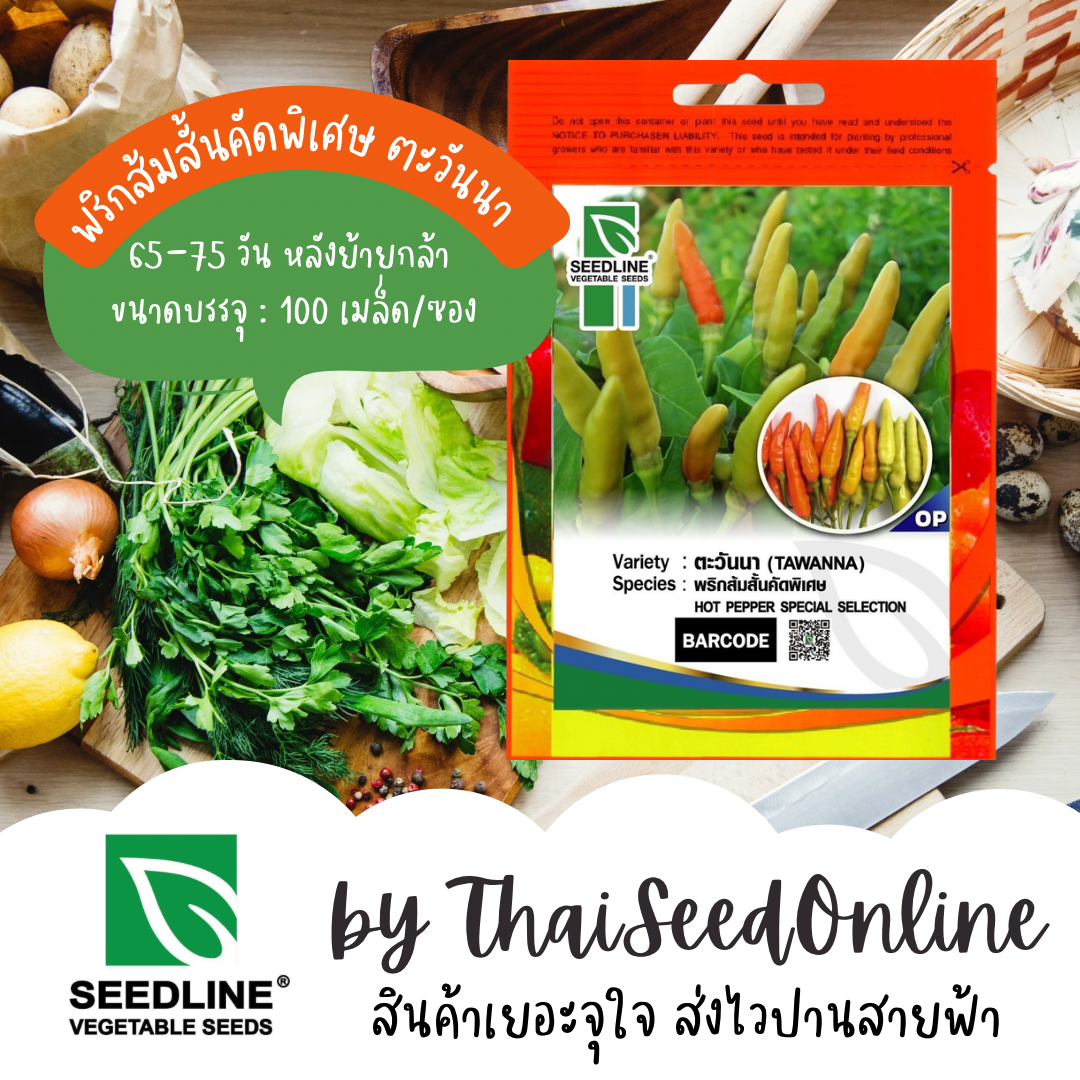ซองเล็ก เมล็ดพันธุ์ พริกส้ม แบบสั้น คัดพิเศษ ตะวันนา ตราซีดไลน์ (HOT PEPPER TAWANNA)