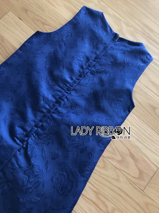 Dark Blue Brocade Dress เดรสผ้าโบรเคด