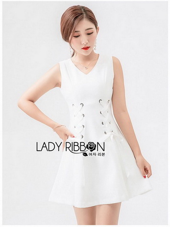 Lady Felix Double Lace-Down White Mini Dress