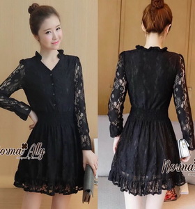 เสื้อผ้าสวยๆมีซับใน สินค้าแฟชั่นลูกไม้ชุดดำ