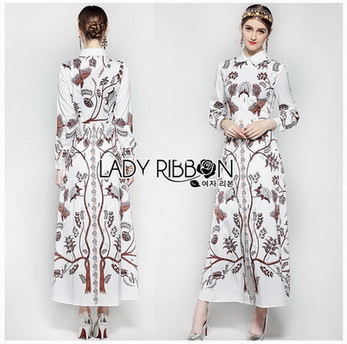 🎀 Lady Ribbon's Made 🎀 Lady Babara Wild Printed White Shirt Dress